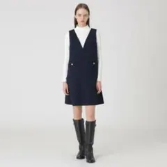 BLUE LABEL CRESTBRIDGEネイビー Vネック ワンピース 長袖