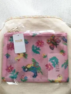 フェイラー　ハイジメッシュポーチピンク　　Мサイズ15×20cm　新品お買い得！