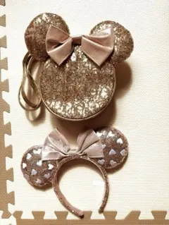 ミニーマウス♡スパンコール　カチューシャ＆ショルダーバッグセット