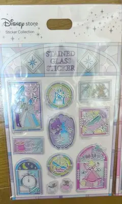 ディズニーストア ステンドグラス ステッカー シンデレラ