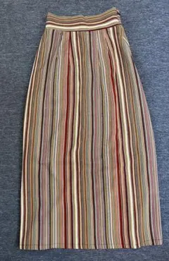 【美品】ストライプ ロングスカート ノスタルジック カジュアル ストレート