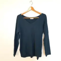 any FAM 長袖 ニット セーター Vネック リブ スリット