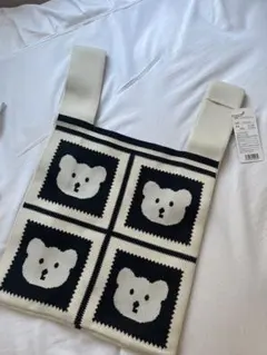 【新品】D.KELLY ベア柄 ニットトートバッグ