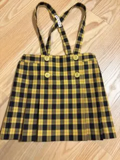 黒と黄色のチェック柄プリーツスカート　110.130