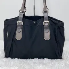 SAZABY ナイロン レザー トートバッグ ブラック ブラウン 肩掛け 大容量