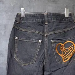 美品＊ヴィヴィアンウエストウッド＊オーヴ刺繍サルエルデニムパンツ＊ブラックＭ