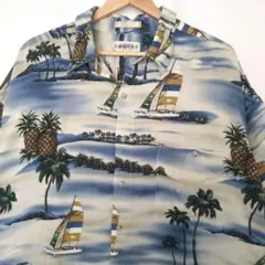 90sCAMPIA MODA レーヨン アロハシャツ2XL パイナップル ヨットのサムネイル