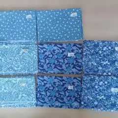 カットクロス 8枚セット ブルー系 花柄