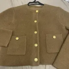 ラクーンブレンドノーカラーニットジャケット