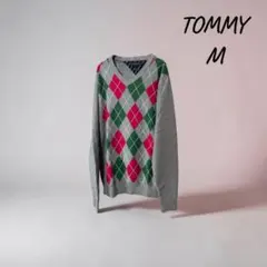 TOMMY HILFIGER コットンカシミヤ アーガイル ニット セーター Mのサムネイル