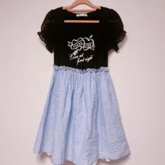 シフォン袖&ギンガムチェック ドッキングワンピース