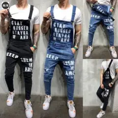 サロペット メンズ デニムパンツ オーバーオール 個性 オールインワン 作業服#