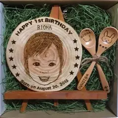 天然木の似顔絵 誕生日プレゼント オーダー