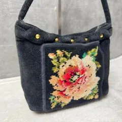 FEILER フェイラー ハンドバッグ シュニール織 ブラック 花柄