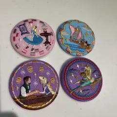 ディズニー Disney 刺繍缶バッジ　ラプンツェル　アリス　ダンボ　アラジン