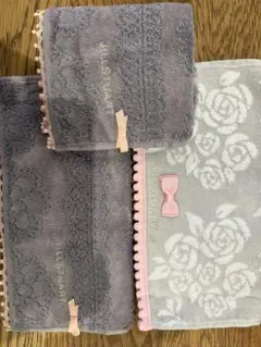 JILL STUART グレー 花柄 リボン付き ハンカチ 3枚セット