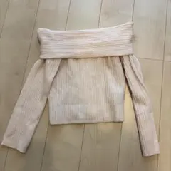 h&m オフショルダーリブニット XS クリームピンク色
