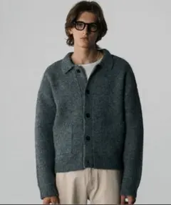 【LURAKU】 シャギーニットポロカーディガン M