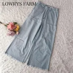 ローリーズファーム　デニムパンツ　ワイド　カットオフ　フリンジ　パッチポケット