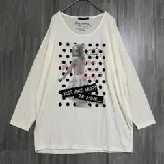 イング　プリント長袖カットソー　アイボリー　M