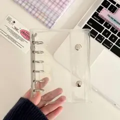 バインダー シール帳 A7 透明 銀 シール収納 推し活 ミニ 6穴