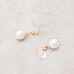 No.1114 大ぶり20㎜ コットンパールピアス ハンドメイドイヤリング