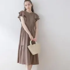 クチュールブローチ　【洗える・二の腕カバー】フレアカットワンピース　38