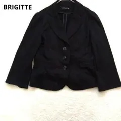 BRIGITTE　テーラードジャケット 　3つボタン　ウール　サテン　黒　9のサムネイル