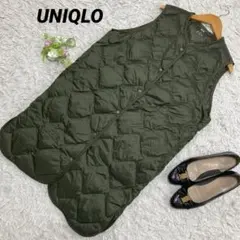 UNIQLO ノーカラー キルティング ウルトラライトダウンロングベスト