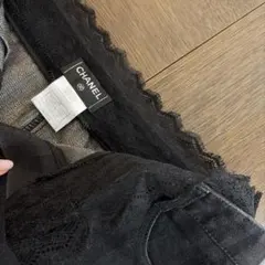 CHANEL レース装飾 デニムスカート ブラック40のサムネイル