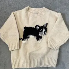 petit main 犬刺繍 ニットセーター S