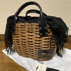 エバゴス ebagos ブラック　五明祐子　ブライドルレザー　紅藤　かごバッグ