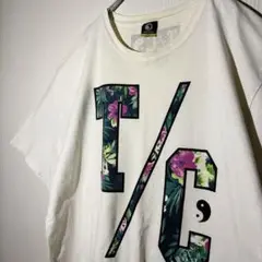 【個性派古着】T&C フラワー柄 T/Cロゴ Tシャツ ホワイト