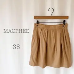 MACPHEE ウール100% ウエストサイドボタン タック フレアミニスカート