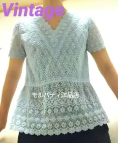 Vintage　花柄　刺繍　シフォンレース　トップスのサムネイル