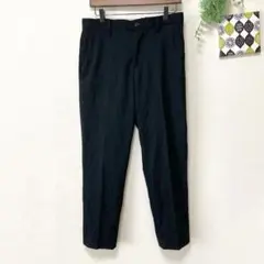 【グローバルワーク】 スラックス クロップド丈 ブラック M ウエストゴム 紐付