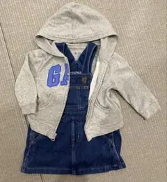GAP パーカー デニムジャンパースカート 2点セット 6-12ヶ月 70/80