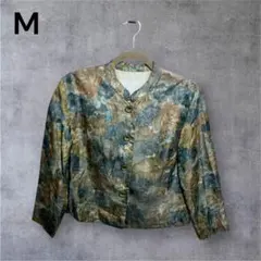 花柄ジャケット Mサイズ モスグリーン フロントボタン フラワー柄
