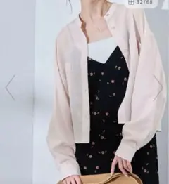 美品！ロペピクニック バンドカラー無地シアーシャツ