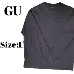【値下げ中】GU　ジーユー　長袖カットソー　Lサイズ　ブラック　胸ポケット付き