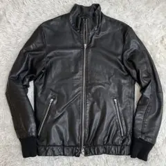 ナノユニバース 山羊革 ゴートレザージャケット ジップ リブ 本革 S