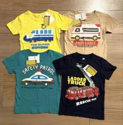 西松屋　キッズ Tシャツ 4枚セット 消防車　救急車　パトカー　新幹線