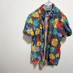 トミーヒルフィガー アロハシャツ S ボタニカル柄 総柄 レトロ 古着