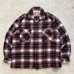 90s vintage 古着　オンブレ　チェックシャツ　オープンカラー　長袖