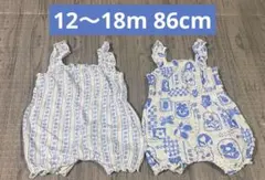 NEXT baby青と白の花柄ロンパース2点セット