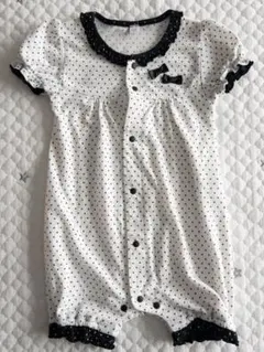 ドット柄ロンパース 80サイズ　西松屋　ホワイト　ブラック　春夏　女の子　半袖