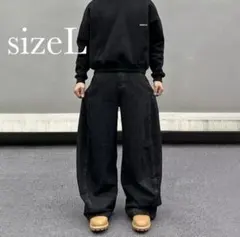 L 極太バギーデニム ストリート系 パンツ ルーズフィット ワイド 1649