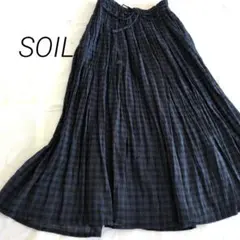 美品　SOIL　ソイル ギンガムチェック フレアロングスカート　ブルー系　フリーのサムネイル