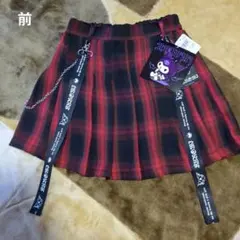 クロミちゃん・チェック柄・プリーツスカート・チェーン・ストラップ・Y2K