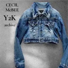 Y2K archive デニムジャケット　ショート丈　ダメージ加工